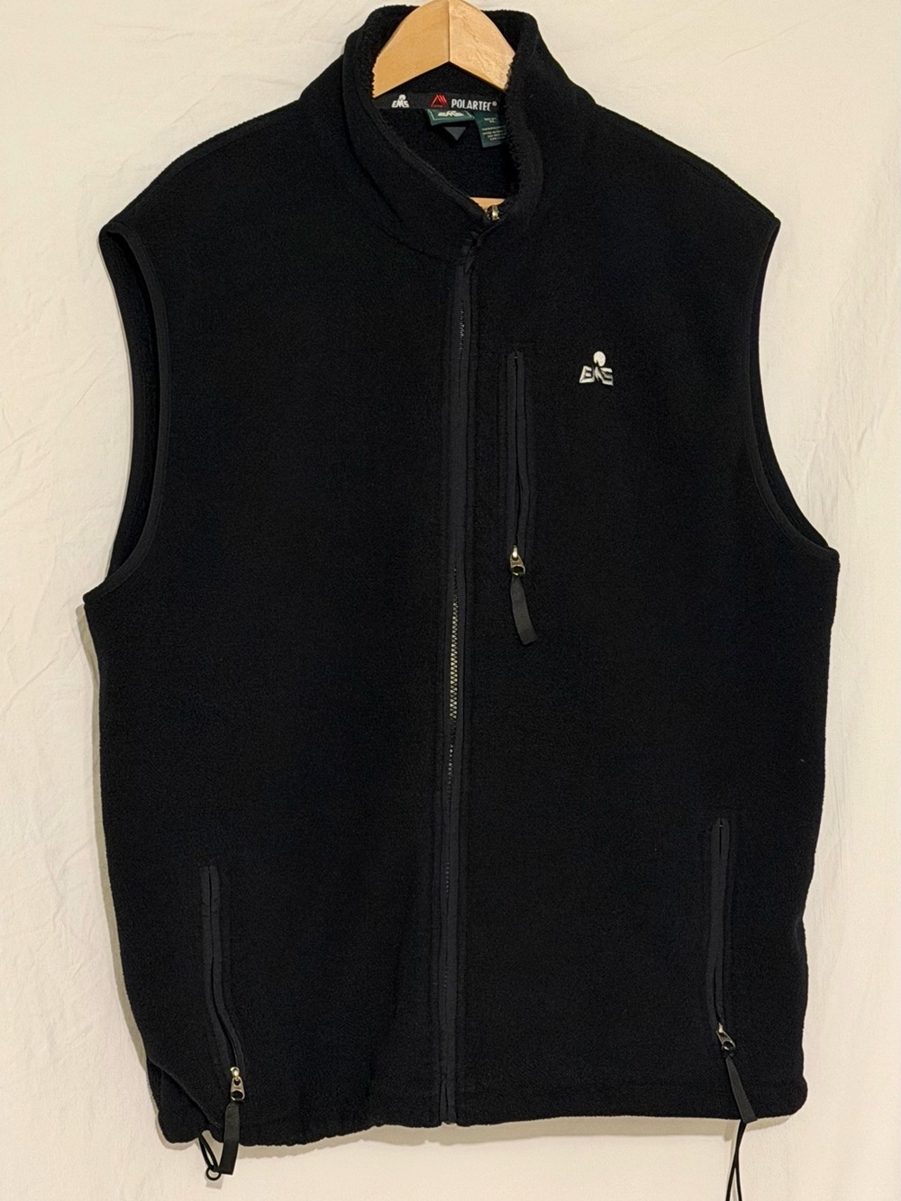 EMS Vintage Polartec Fleece Vest Mens Black Full Zip Gorpcore Hiking Outdoor XL